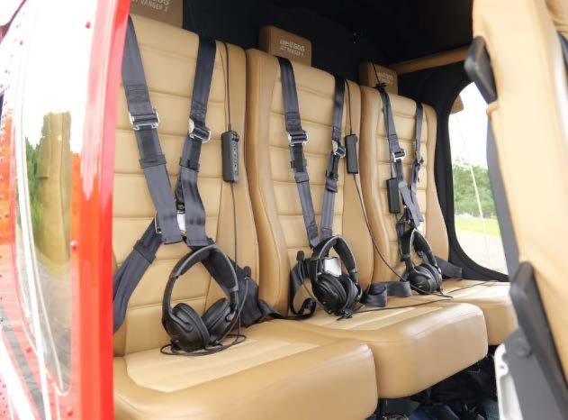 Cabin seating with harnesses and headsets