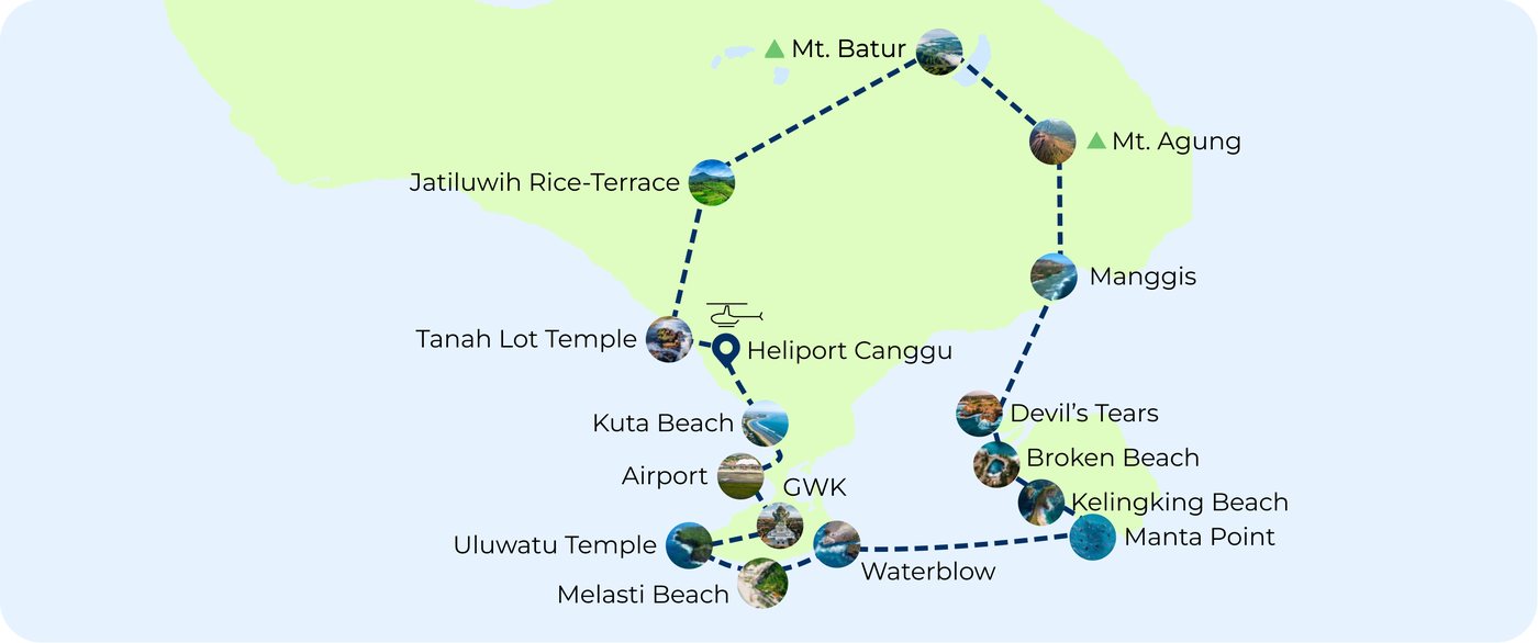 Route map for the All Bali Tour