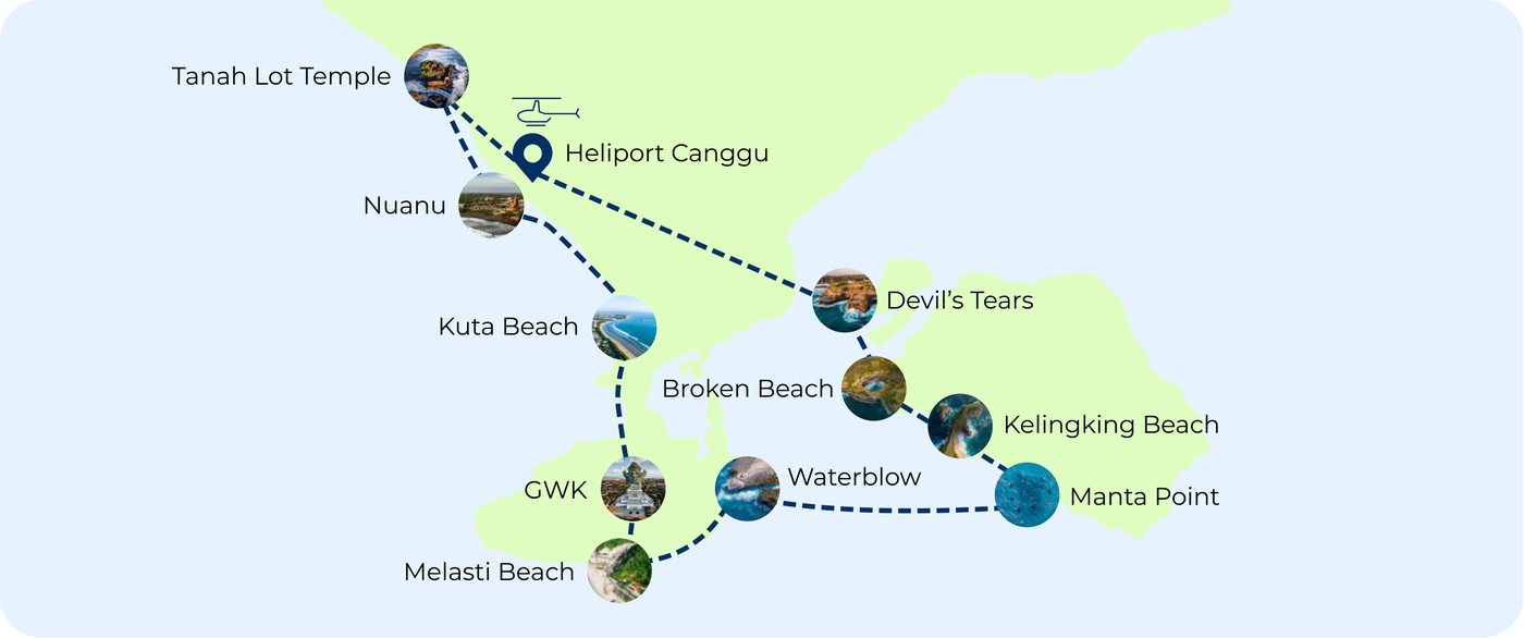 Route map for the Four Islands Perfect Tour