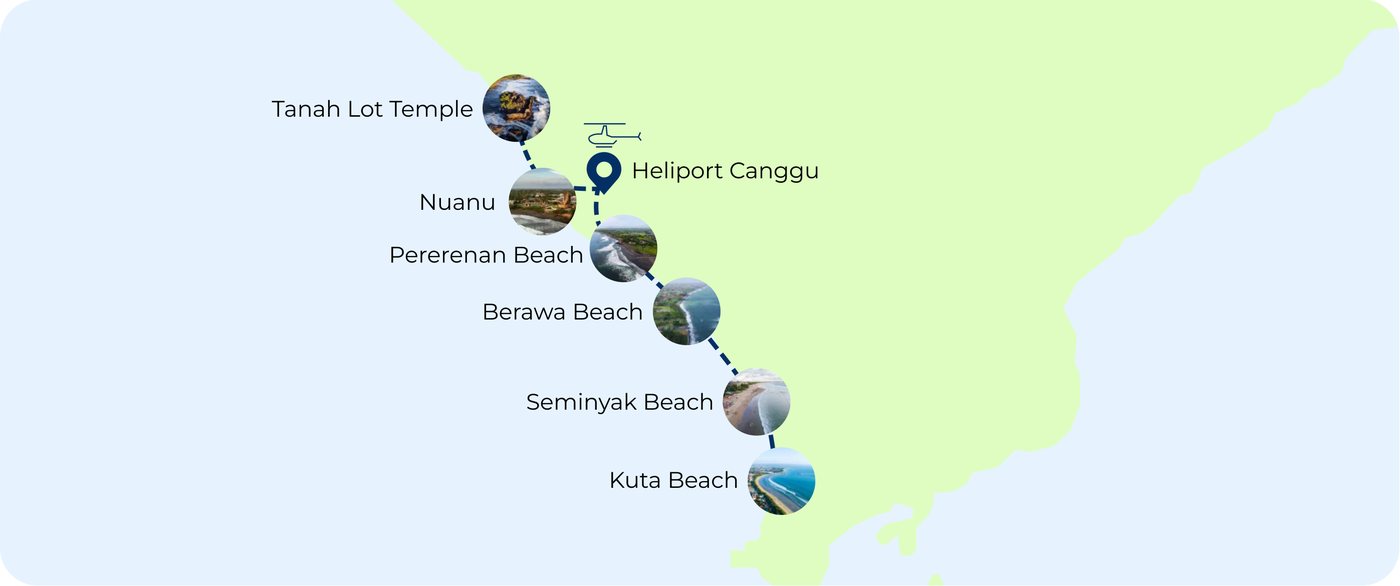 Route map for the Canggu Skyline tour